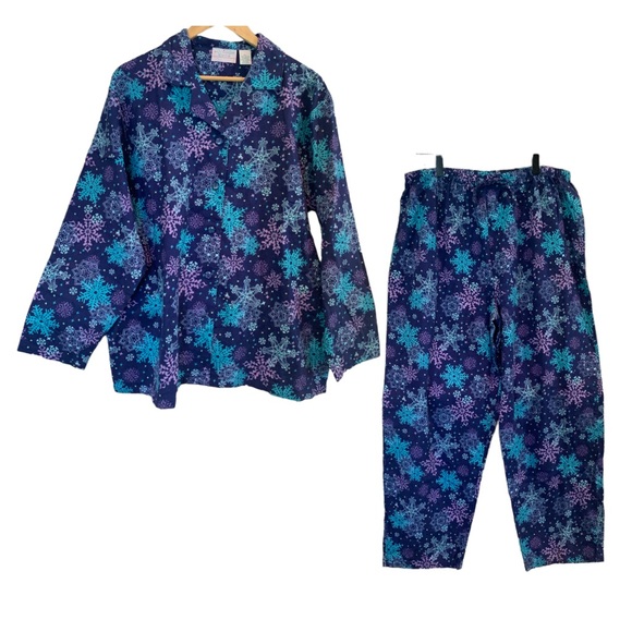allison rhea Other - NEW Allison Rhea blue 100% cotton flannel winter pajama set women Sz XL